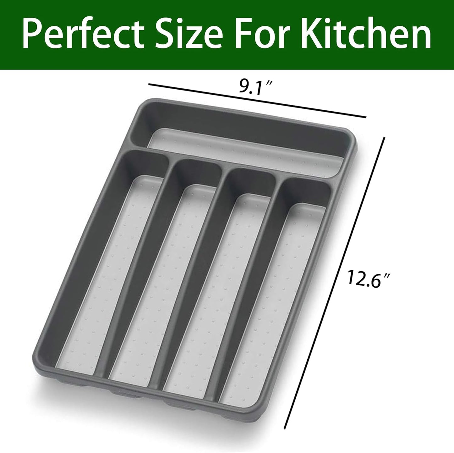 Silverware Organizer Utenisl Organizer Holder Kitchen Drawer Organizer Plastic Silverware Tray for Drawer Flatware Organizer 5 Compartment White