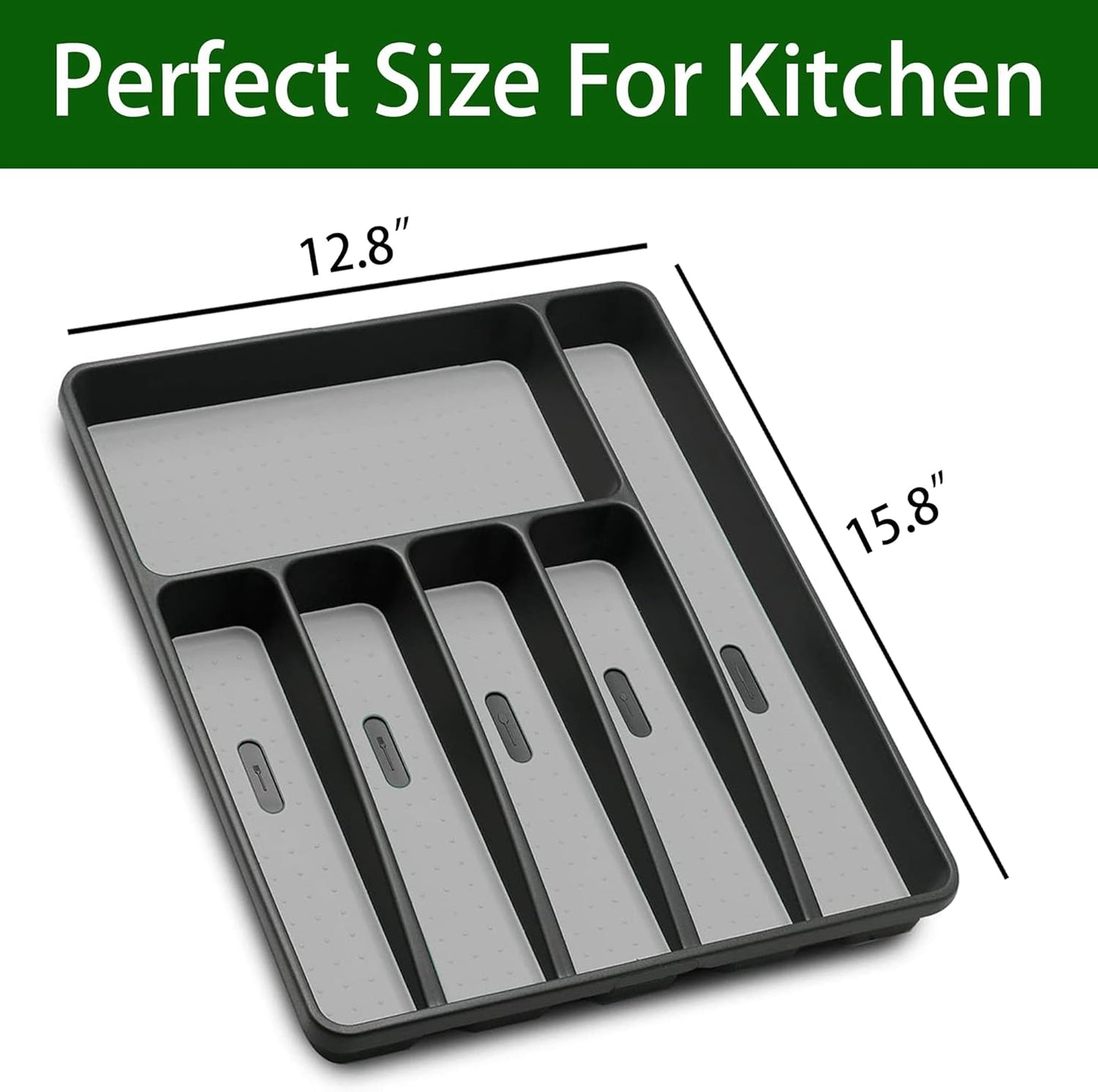 Silverware Organizer Utenisl Organizer Holder Kitchen Drawer Organizer Plastic Silverware Tray for Drawer Flatware Organizer 5 Compartment White