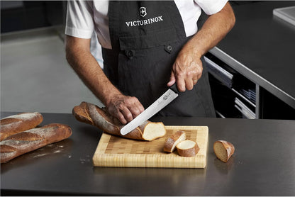 Fibrox 10.25 Inch Bread Knife, Sharp Serrated Pastry Slicer | Ergonomic non-slip TPE handle, Swiss made high-carbon stainless steel blade, NSF approved and dishwasher safe
