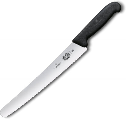 Fibrox 10.25 Inch Bread Knife, Sharp Serrated Pastry Slicer | Ergonomic non-slip TPE handle, Swiss made high-carbon stainless steel blade, NSF approved and dishwasher safe