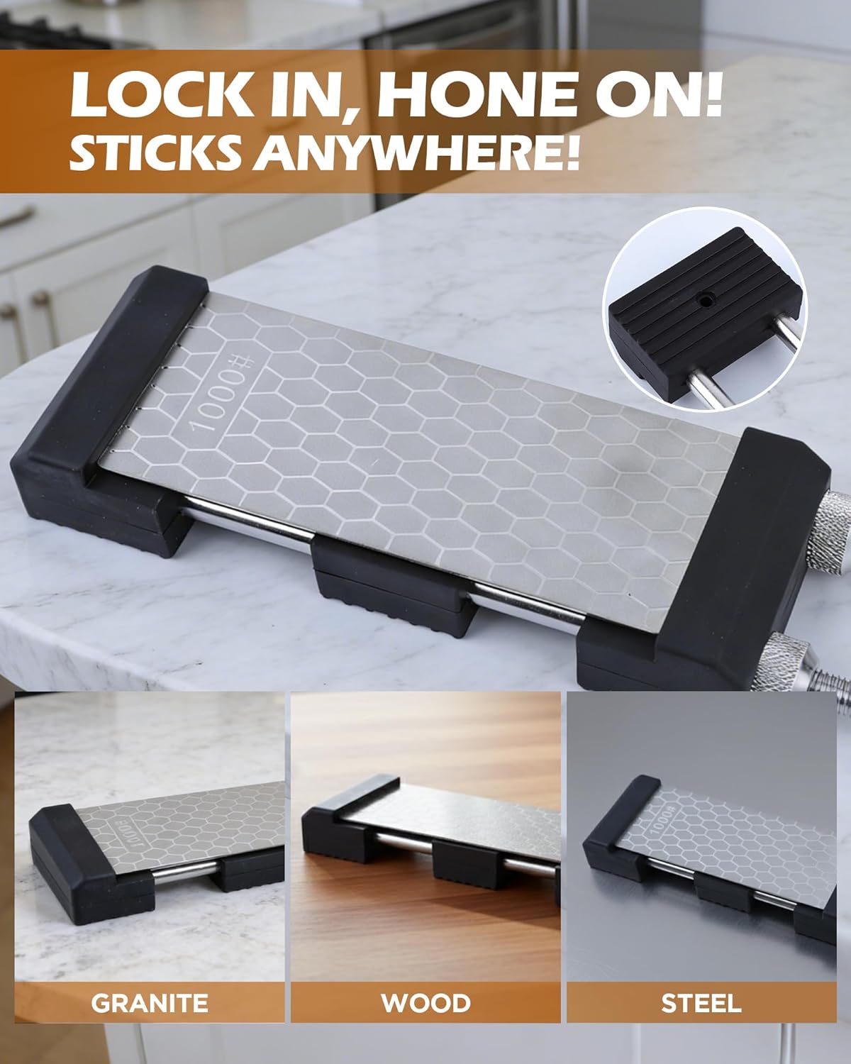 Non-Slip Sharpening Stone Holder, Adjustable Whetstone Holder for Water Stones, Diamond Stones 304 Stainless Steel Clamp for Knife Sharpening, Woodworking Tools (Fits 5 9/16" - 8 11/16")