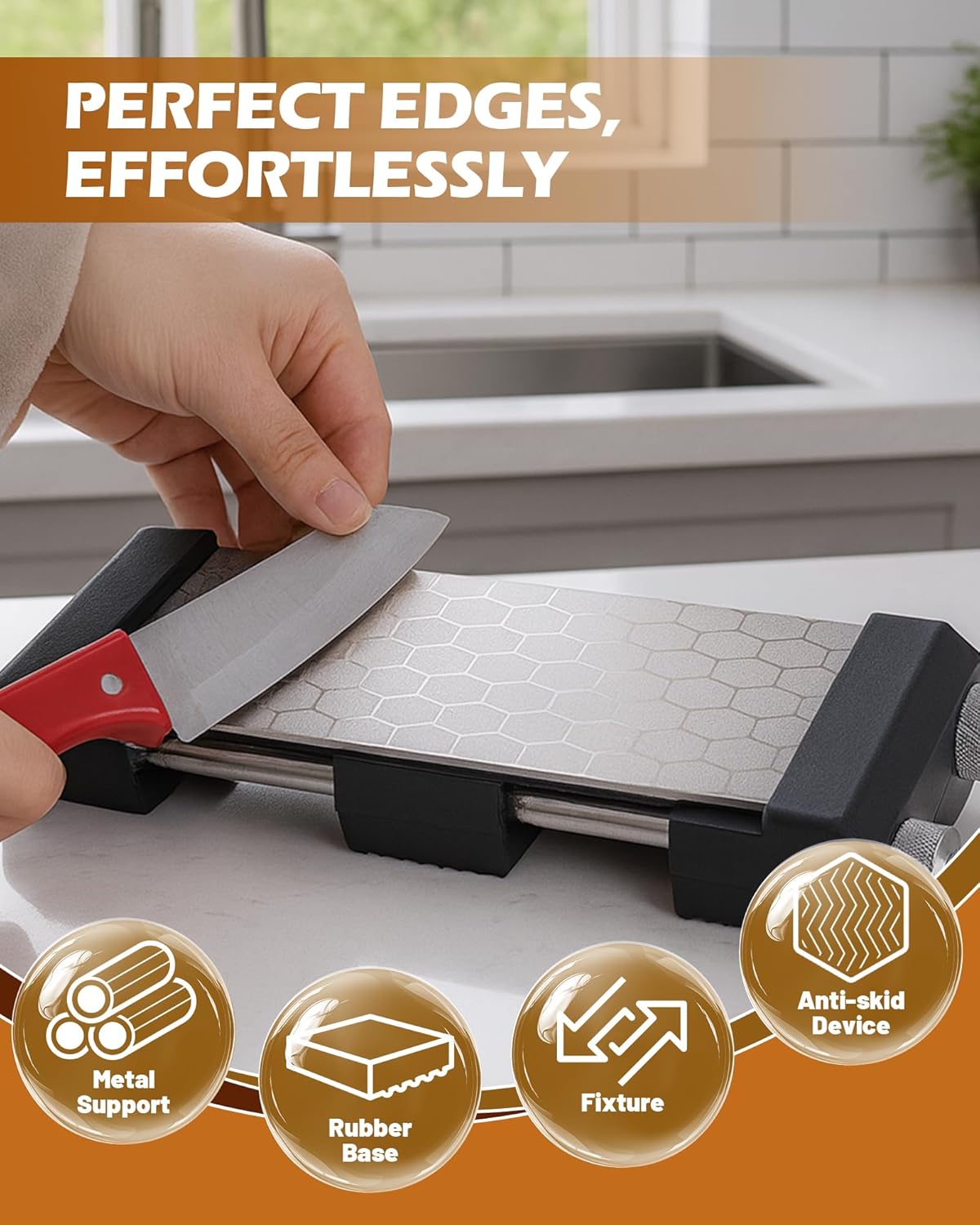 Non-Slip Sharpening Stone Holder, Adjustable Whetstone Holder for Water Stones, Diamond Stones 304 Stainless Steel Clamp for Knife Sharpening, Woodworking Tools (Fits 5 9/16" - 8 11/16")