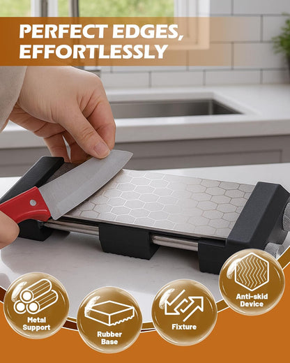 Non-Slip Sharpening Stone Holder, Adjustable Whetstone Holder for Water Stones, Diamond Stones 304 Stainless Steel Clamp for Knife Sharpening, Woodworking Tools (Fits 5 9/16" - 8 11/16")
