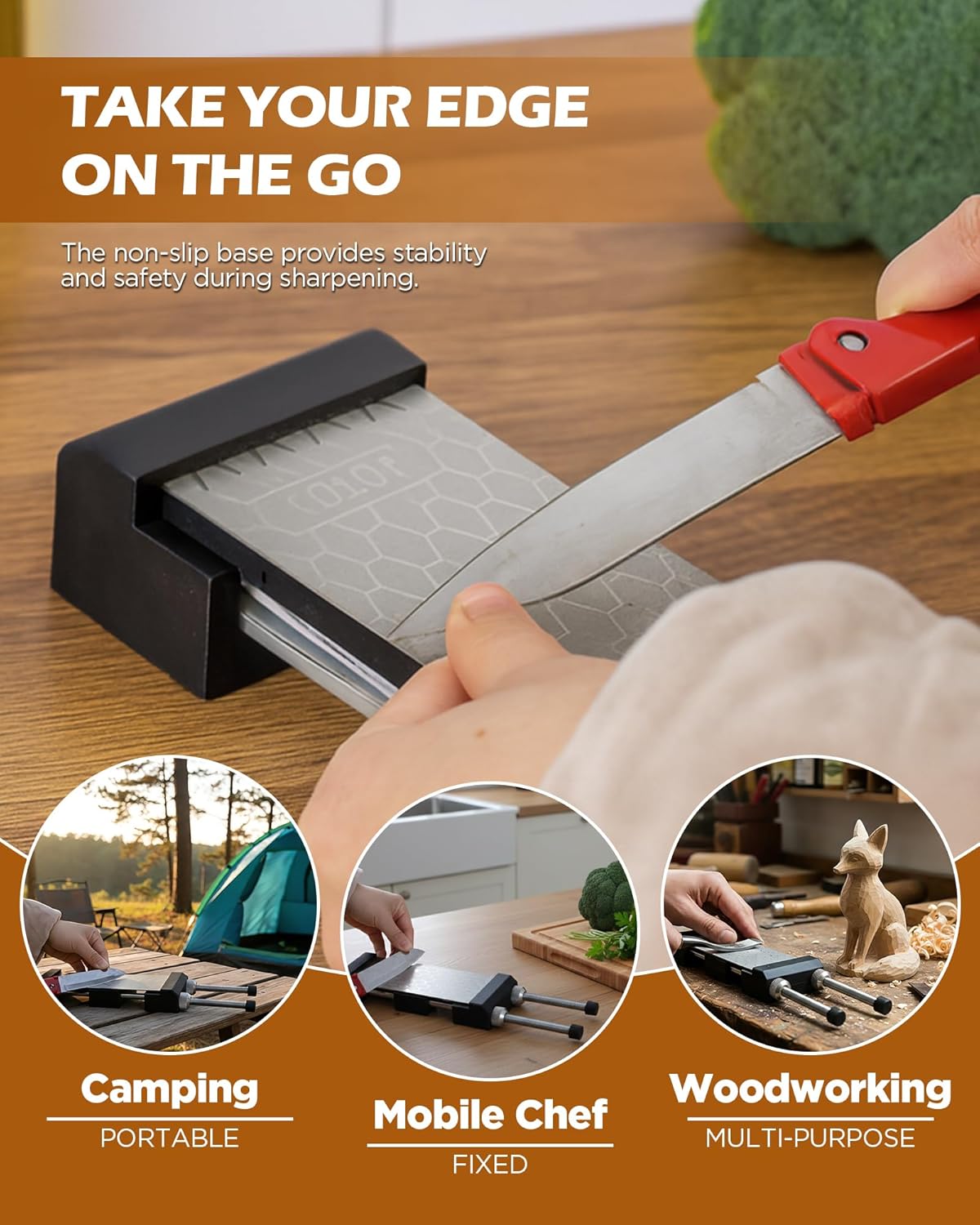 Non-Slip Sharpening Stone Holder, Adjustable Whetstone Holder for Water Stones, Diamond Stones 304 Stainless Steel Clamp for Knife Sharpening, Woodworking Tools (Fits 5 9/16" - 8 11/16")