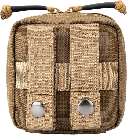 Small MED Kits Holder Duty Belt Gloves Pouch MOLLE Tactical Vest Nasal Spray Case Compact IFAK Carrier Backpack Wallet Cards Knife Gadgets Mini EDC Organizer Bag w/Removeable Clear ID Pocket