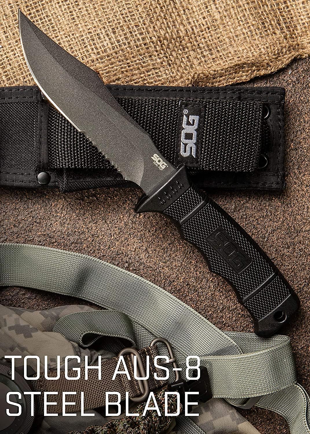 Fixed Blade Knives with Sheath - SEAL Pup Tactical Knife, Survival Knife and Hunting Knife w/ 4.75 Inch Blade and Knife Sheath