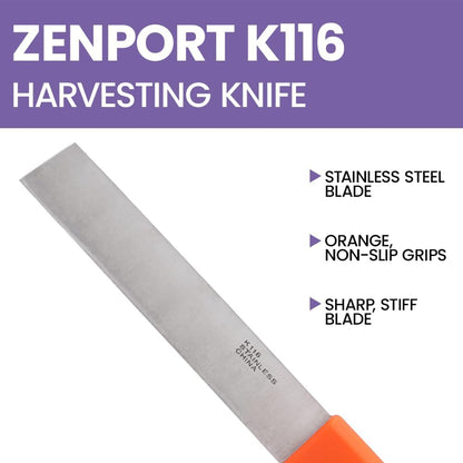 K116 Row Crop Harvest Knife, Produce, 6-Inch Stainless Steel Blade,Orange