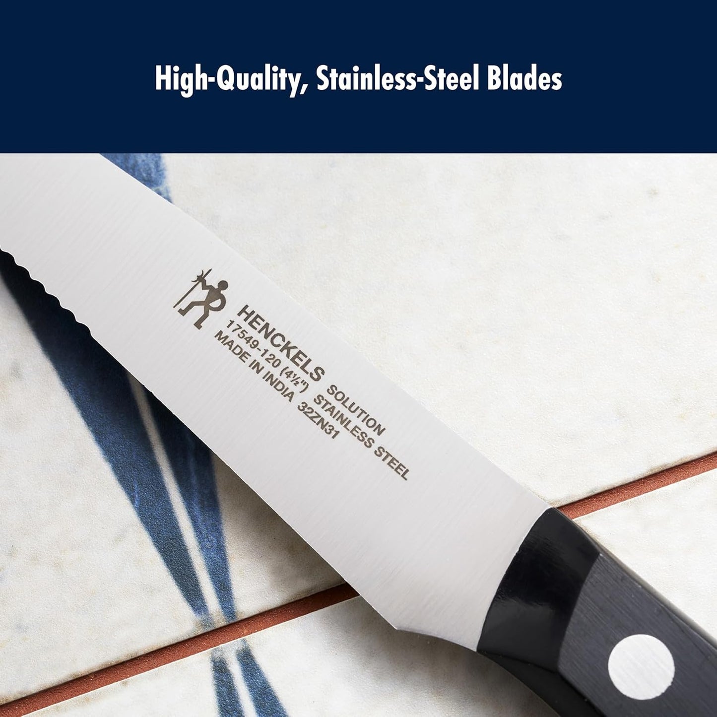 Prime Razor-Sharp Steak Knives Set of 4, Micro-Serrated Edge | Razor-sharp knives designed for cleanly slicing through pork chops, filet mignon, and chicken cutlets with ease