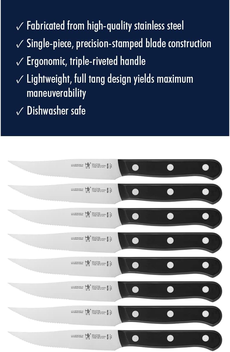 Prime Razor-Sharp Steak Knives Set of 4, Micro-Serrated Edge | Razor-sharp knives designed for cleanly slicing through pork chops, filet mignon, and chicken cutlets with ease