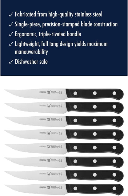 Prime Razor-Sharp Steak Knives Set of 4, Micro-Serrated Edge | Razor-sharp knives designed for cleanly slicing through pork chops, filet mignon, and chicken cutlets with ease