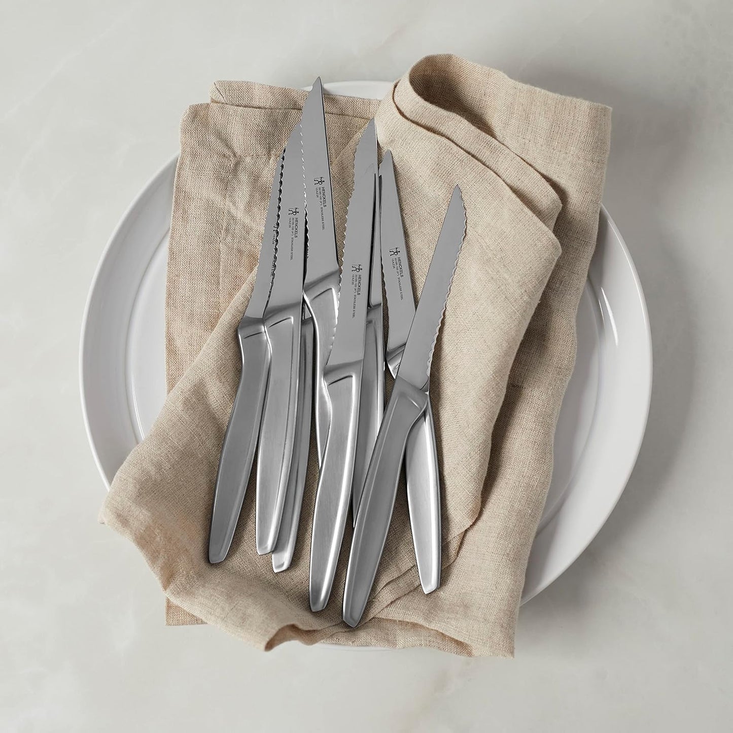 Prime Razor-Sharp Steak Knives Set of 4, Micro-Serrated Edge | Razor-sharp knives designed for cleanly slicing through pork chops, filet mignon, and chicken cutlets with ease