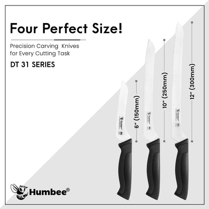 8-Inch Offset Serrated Bread Knife, Premium High Carbon Stainless Steel Blade Knife for Bread with Ergonomic Handle, NSF Certified, DT-31 Series, Black