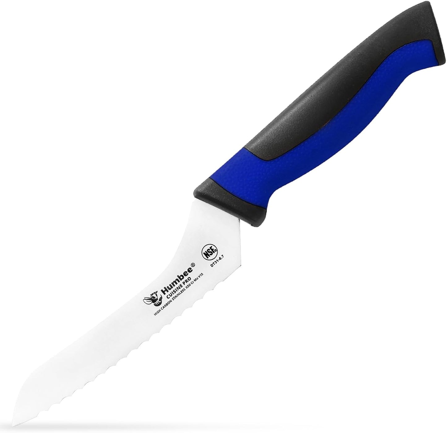 8-Inch Offset Serrated Bread Knife, Premium High Carbon Stainless Steel Blade Knife for Bread with Ergonomic Handle, NSF Certified, DT-31 Series, Black