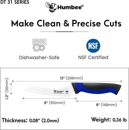 8-Inch Offset Serrated Bread Knife, Premium High Carbon Stainless Steel Blade Knife for Bread with Ergonomic Handle, NSF Certified, DT-31 Series, Black