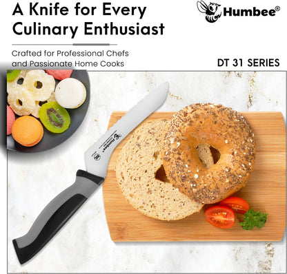 8-Inch Offset Serrated Bread Knife, Premium High Carbon Stainless Steel Blade Knife for Bread with Ergonomic Handle, NSF Certified, DT-31 Series, Black