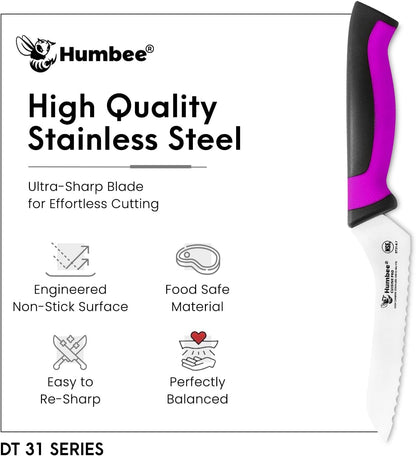 8-Inch Offset Serrated Bread Knife, Premium High Carbon Stainless Steel Blade Knife for Bread with Ergonomic Handle, NSF Certified, DT-31 Series, Black