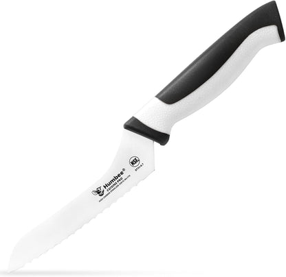 8-Inch Offset Serrated Bread Knife, Premium High Carbon Stainless Steel Blade Knife for Bread with Ergonomic Handle, NSF Certified, DT-31 Series, Black