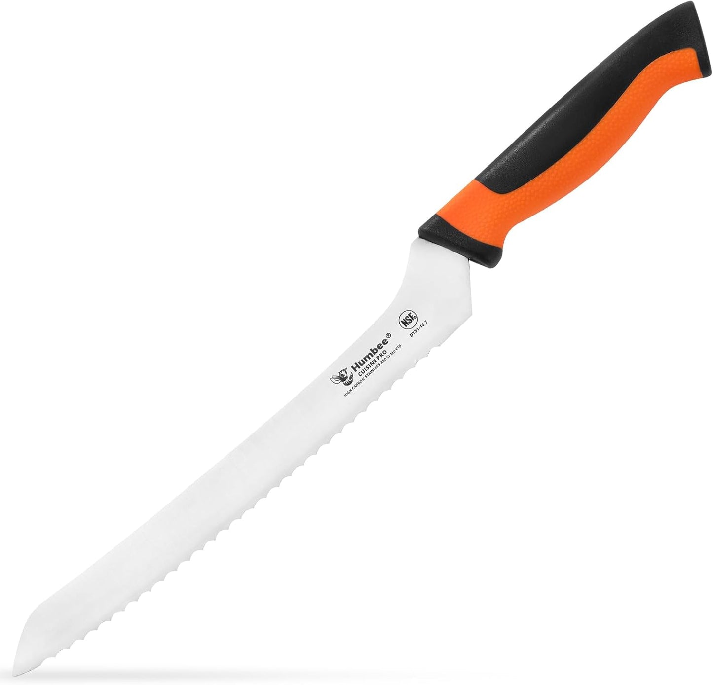 8-Inch Offset Serrated Bread Knife, Premium High Carbon Stainless Steel Blade Knife for Bread with Ergonomic Handle, NSF Certified, DT-31 Series, Black