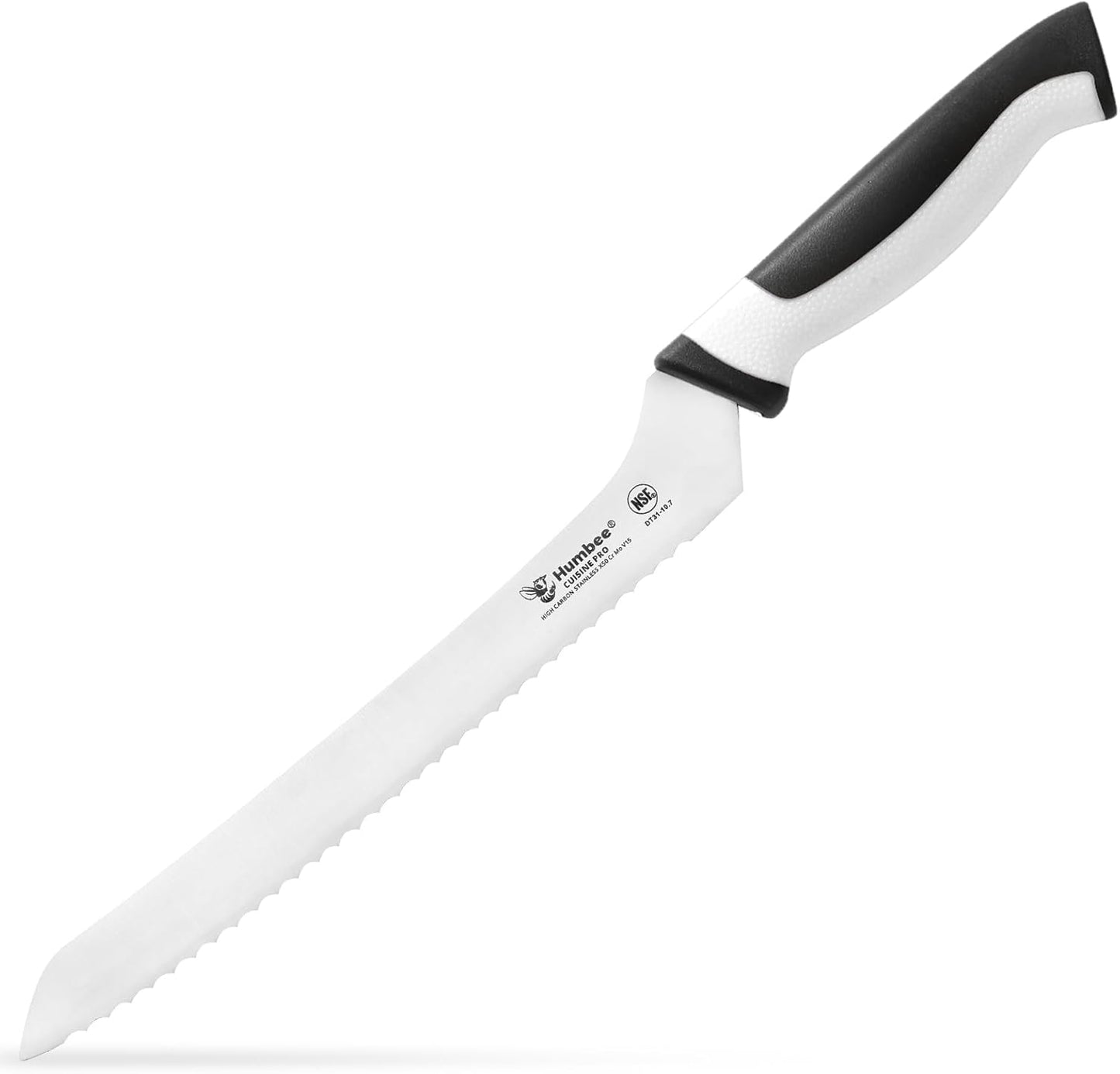 8-Inch Offset Serrated Bread Knife, Premium High Carbon Stainless Steel Blade Knife for Bread with Ergonomic Handle, NSF Certified, DT-31 Series, Black