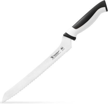 8-Inch Offset Serrated Bread Knife, Premium High Carbon Stainless Steel Blade Knife for Bread with Ergonomic Handle, NSF Certified, DT-31 Series, Black