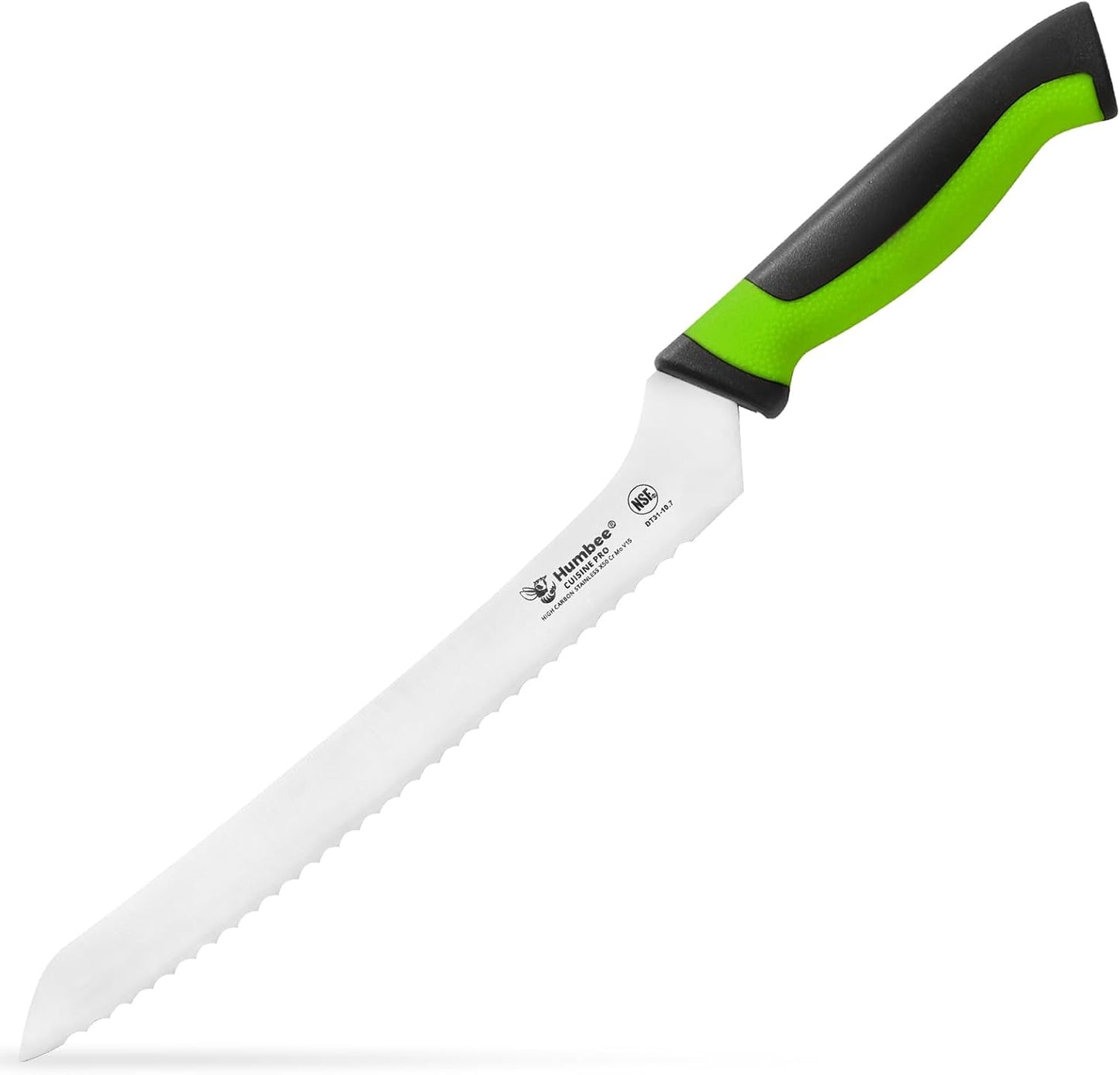 8-Inch Offset Serrated Bread Knife, Premium High Carbon Stainless Steel Blade Knife for Bread with Ergonomic Handle, NSF Certified, DT-31 Series, Black
