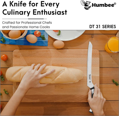 8-Inch Offset Serrated Bread Knife, Premium High Carbon Stainless Steel Blade Knife for Bread with Ergonomic Handle, NSF Certified, DT-31 Series, Black