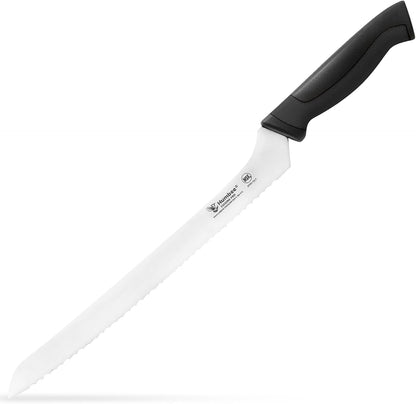 8-Inch Offset Serrated Bread Knife, Premium High Carbon Stainless Steel Blade Knife for Bread with Ergonomic Handle, NSF Certified, DT-31 Series, Black