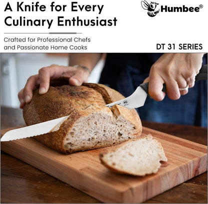 8-Inch Offset Serrated Bread Knife, Premium High Carbon Stainless Steel Blade Knife for Bread with Ergonomic Handle, NSF Certified, DT-31 Series, Black