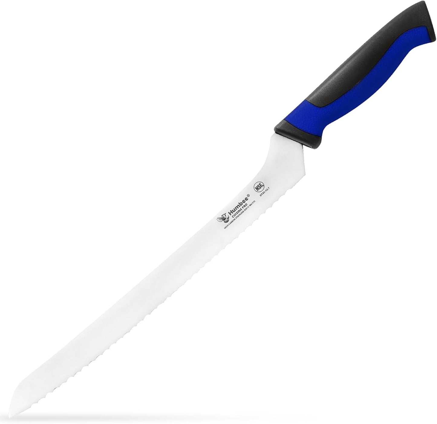 8-Inch Offset Serrated Bread Knife, Premium High Carbon Stainless Steel Blade Knife for Bread with Ergonomic Handle, NSF Certified, DT-31 Series, Black