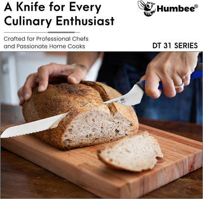 8-Inch Offset Serrated Bread Knife, Premium High Carbon Stainless Steel Blade Knife for Bread with Ergonomic Handle, NSF Certified, DT-31 Series, Black