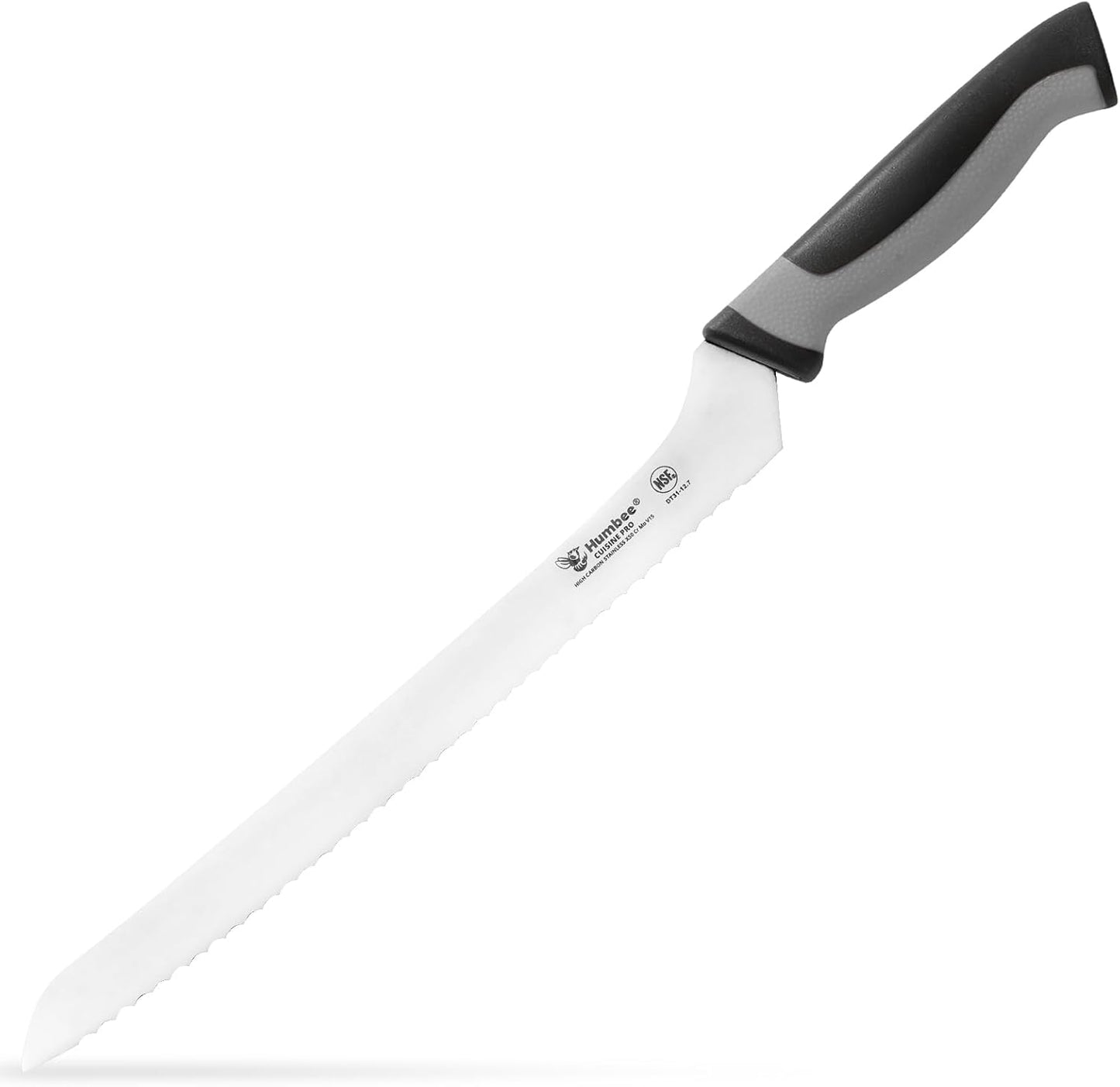 8-Inch Offset Serrated Bread Knife, Premium High Carbon Stainless Steel Blade Knife for Bread with Ergonomic Handle, NSF Certified, DT-31 Series, Black