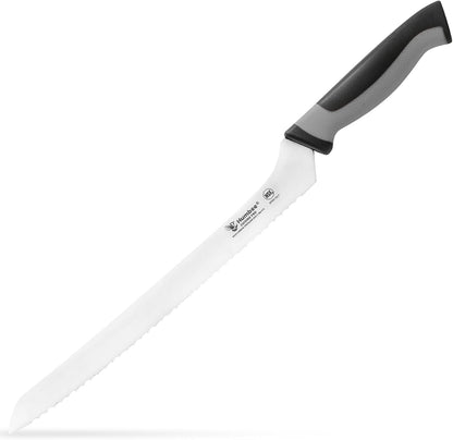 8-Inch Offset Serrated Bread Knife, Premium High Carbon Stainless Steel Blade Knife for Bread with Ergonomic Handle, NSF Certified, DT-31 Series, Black