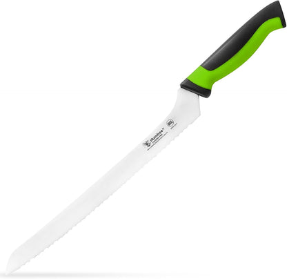 8-Inch Offset Serrated Bread Knife, Premium High Carbon Stainless Steel Blade Knife for Bread with Ergonomic Handle, NSF Certified, DT-31 Series, Black