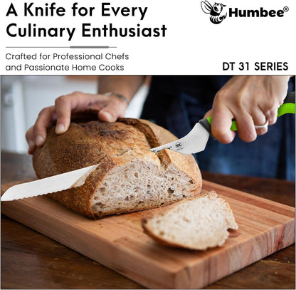 8-Inch Offset Serrated Bread Knife, Premium High Carbon Stainless Steel Blade Knife for Bread with Ergonomic Handle, NSF Certified, DT-31 Series, Black