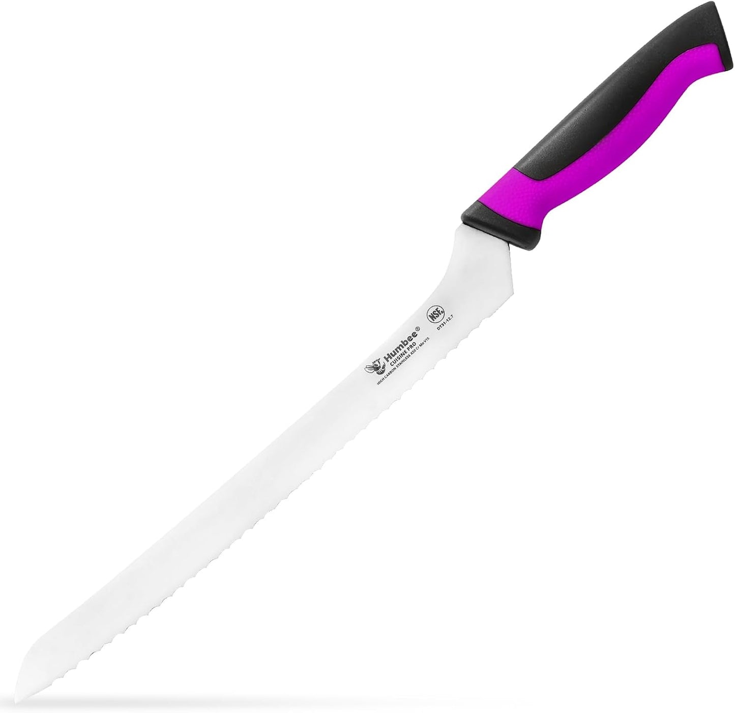 8-Inch Offset Serrated Bread Knife, Premium High Carbon Stainless Steel Blade Knife for Bread with Ergonomic Handle, NSF Certified, DT-31 Series, Black