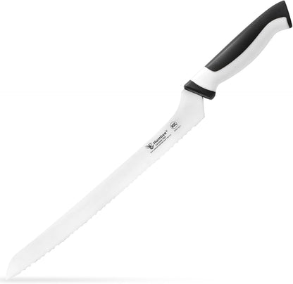 8-Inch Offset Serrated Bread Knife, Premium High Carbon Stainless Steel Blade Knife for Bread with Ergonomic Handle, NSF Certified, DT-31 Series, Black
