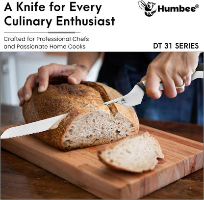 8-Inch Offset Serrated Bread Knife, Premium High Carbon Stainless Steel Blade Knife for Bread with Ergonomic Handle, NSF Certified, DT-31 Series, Black