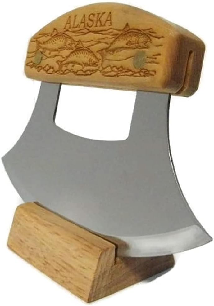 Inupiat Eskimo Birch Alaska Cutlery Ulu Knife Salmon School Fish