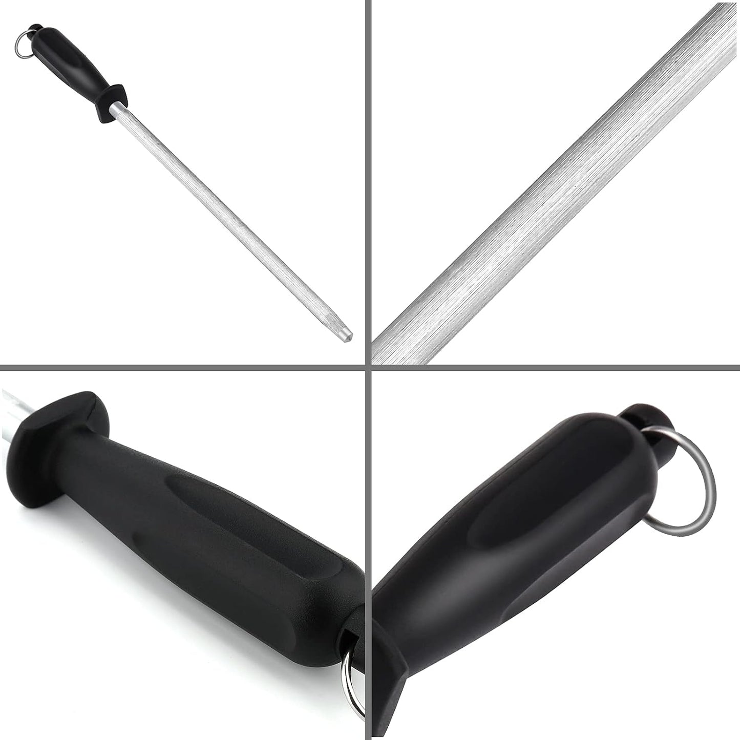 Kitchen Knife Sharpener Rod 12 inches, Premium Carbon Steel Honing Rod for Knife Sharpening, Easy to Use Honer for Knives and Honing Steel - Daily Maintenance