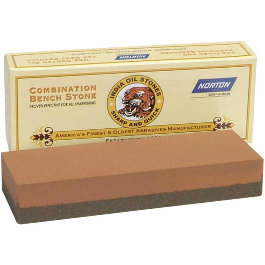 Combination Grit Abrasive Benchstone, Aluminum Oxide, 6" Length x 2" Width x 1" Height