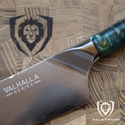 Chef Knife - 9.5 inch - Valhalla Series - 9CR18MOV HC Steel Kitchen Knife - White Resin & Wood Handle - Razor Sharp Chef's Knife - Kitchen Knife - Professional Cooking - w/Leather Sheath