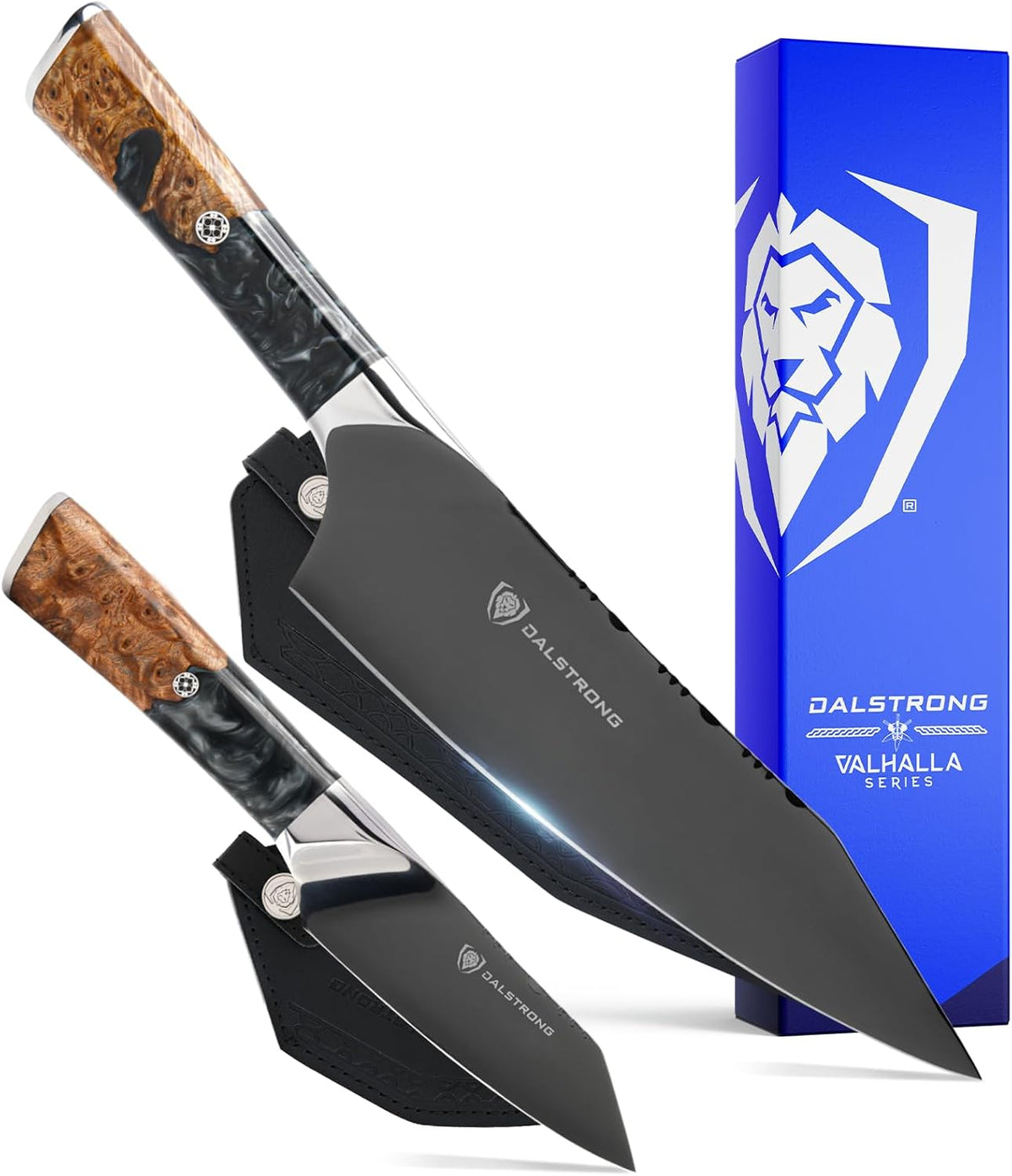 Chef Knife - 9.5 inch - Valhalla Series - 9CR18MOV HC Steel Kitchen Knife - White Resin & Wood Handle - Razor Sharp Chef's Knife - Kitchen Knife - Professional Cooking - w/Leather Sheath