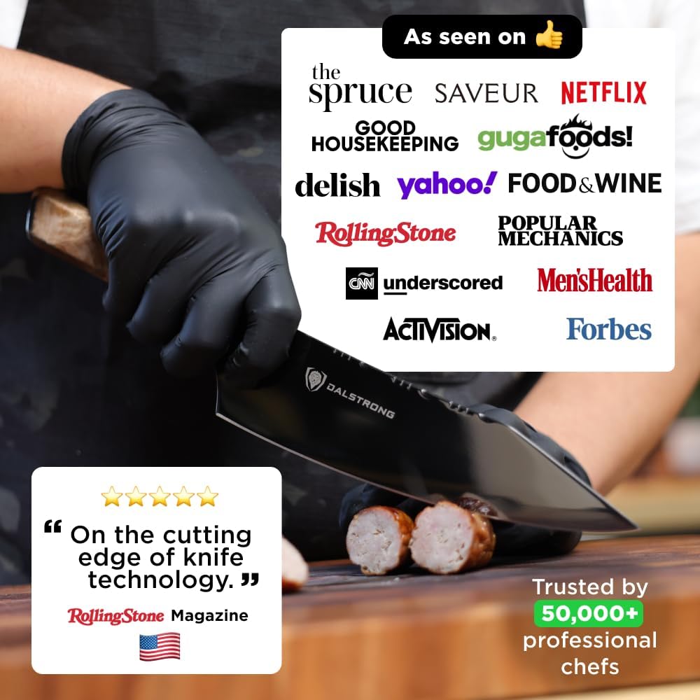 Chef Knife - 9.5 inch - Valhalla Series - 9CR18MOV HC Steel Kitchen Knife - White Resin & Wood Handle - Razor Sharp Chef's Knife - Kitchen Knife - Professional Cooking - w/Leather Sheath