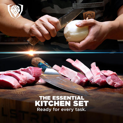 Chef Knife - 9.5 inch - Valhalla Series - 9CR18MOV HC Steel Kitchen Knife - White Resin & Wood Handle - Razor Sharp Chef's Knife - Kitchen Knife - Professional Cooking - w/Leather Sheath