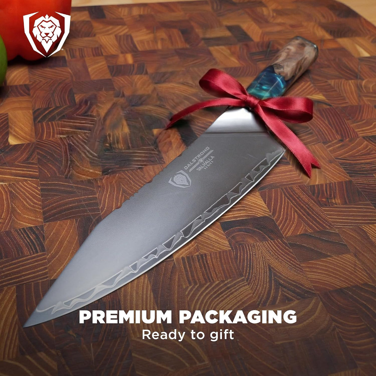 Chef Knife - 9.5 inch - Valhalla Series - 9CR18MOV HC Steel Kitchen Knife - White Resin & Wood Handle - Razor Sharp Chef's Knife - Kitchen Knife - Professional Cooking - w/Leather Sheath