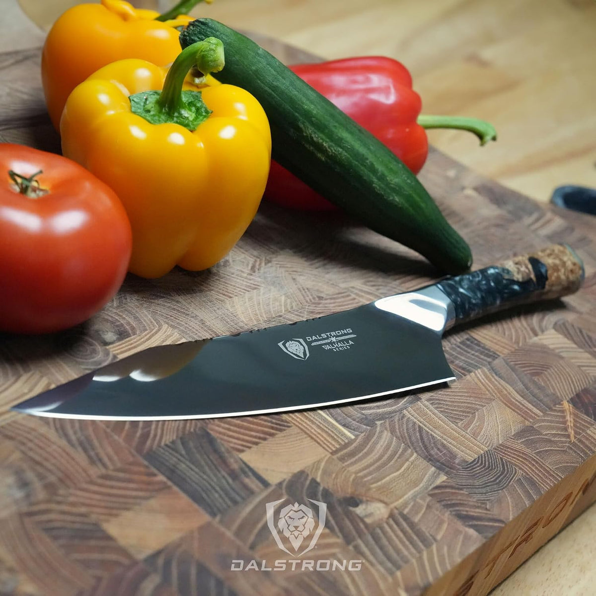 Chef Knife - 9.5 inch - Valhalla Series - 9CR18MOV HC Steel Kitchen Knife - White Resin & Wood Handle - Razor Sharp Chef's Knife - Kitchen Knife - Professional Cooking - w/Leather Sheath