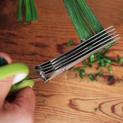 Kitchen Tool Collection Herb Scissors with Protective Cover/Blade Cleaner, Dishwasher Safe, 7.75x3.25"