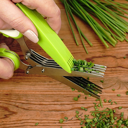 Kitchen Tool Collection Herb Scissors with Protective Cover/Blade Cleaner, Dishwasher Safe, 7.75x3.25"