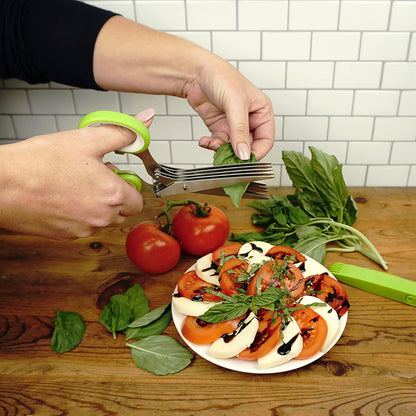 Kitchen Tool Collection Herb Scissors with Protective Cover/Blade Cleaner, Dishwasher Safe, 7.75x3.25"
