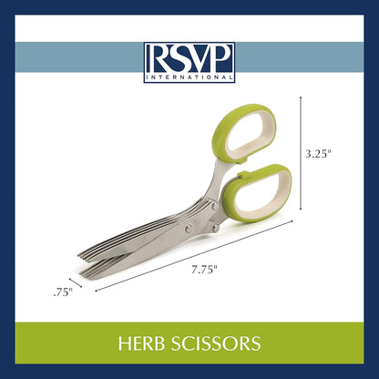 Kitchen Tool Collection Herb Scissors with Protective Cover/Blade Cleaner, Dishwasher Safe, 7.75x3.25"